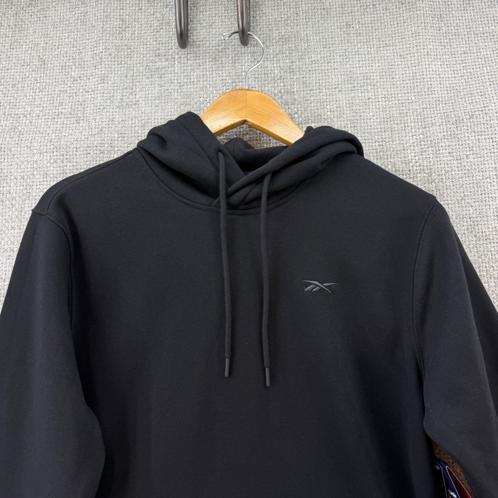 Reebok Patent Hoodie Mens S Black Fleece Pullover Hand Pocket Active Outdoor